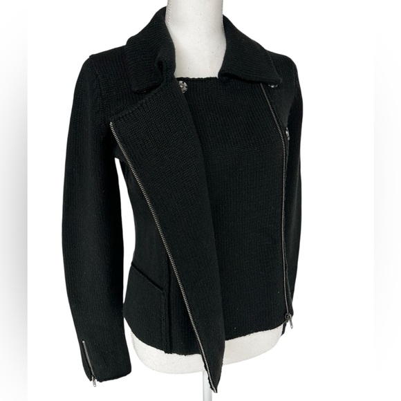 CAROLE LITTLE / Black Moto Sweater / Small - Picture 7 of 9